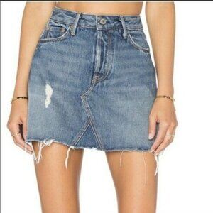 GRLFRND Distressed Denim Mini Skirt - Blue